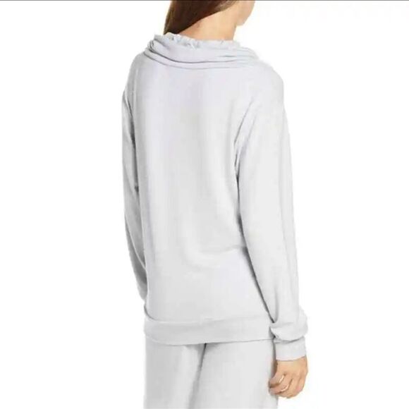Nordstrom Women Gray Funnel Neck Drawstring Long Sleeve Modal Blend Pullover : M - Picture 3 of 9